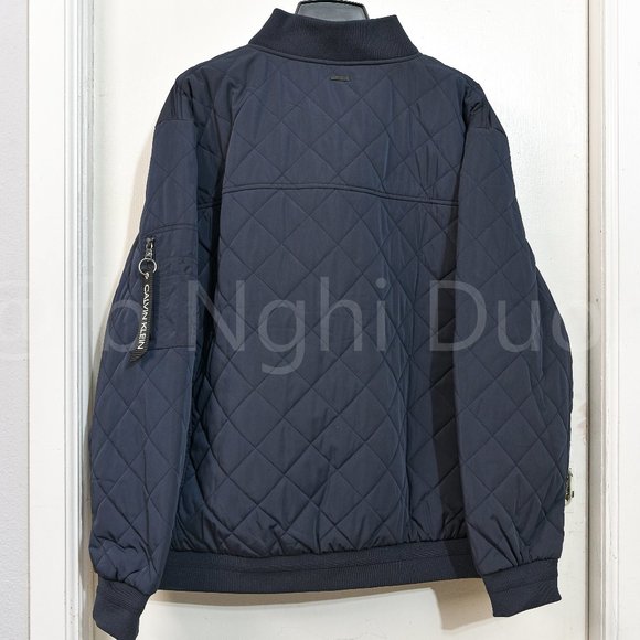 Men's Quilted Baseball Jacket NAVY - Picture 5 of 7
